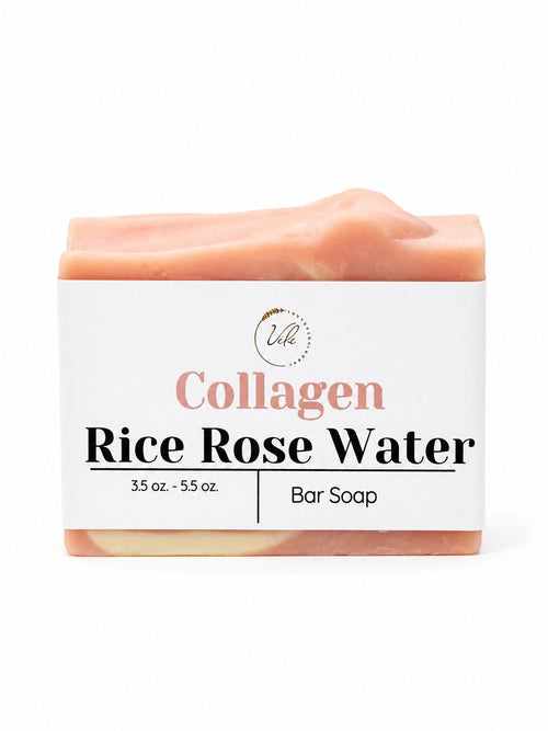 Collagen Rice Soap with Rose Water - Helps support firmer, youthful-looking skin, Elasticity, Cleansing bar, Anti-aging